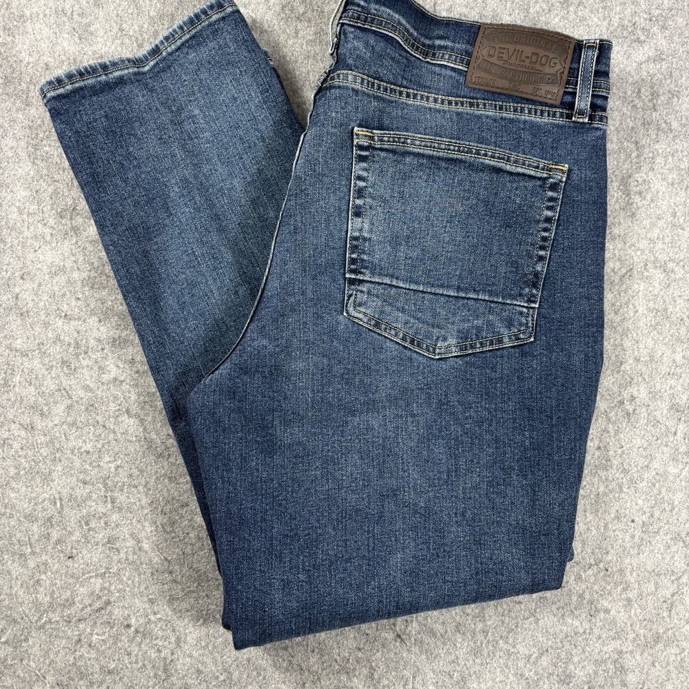 Devil Dog Dungarees Mens Size 38x30 Blue Denim Athletic Fit Jeans